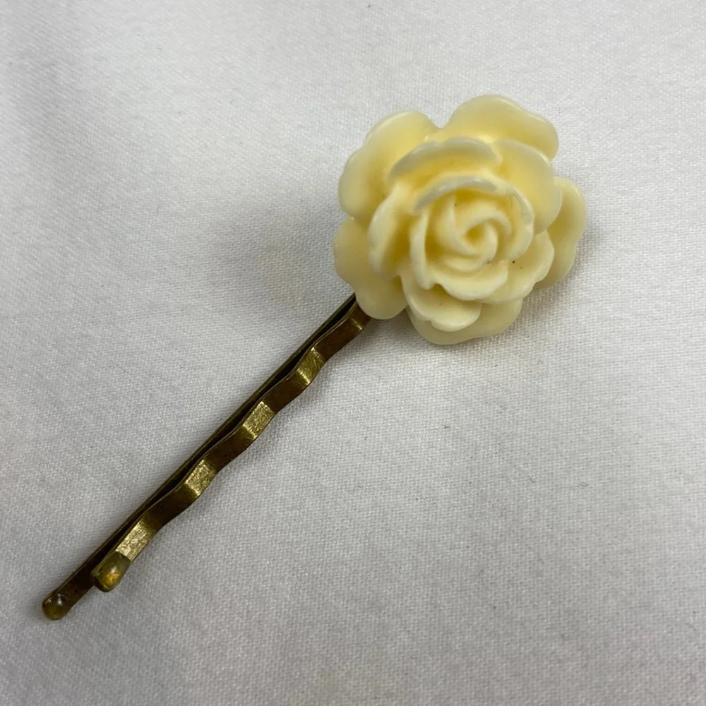 Set of 6 Yellow Rose Flower Hair Pin Wedding Hair Jewelry Flower Hair Bobby Pin